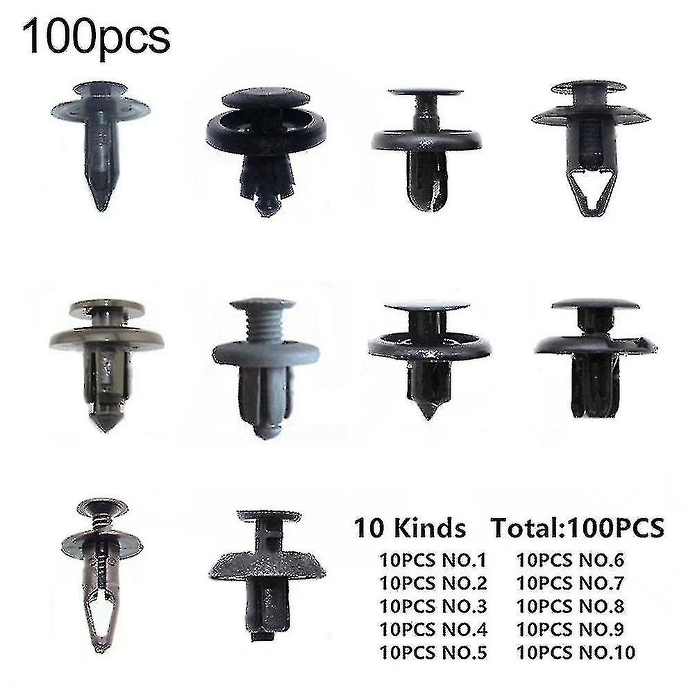 100pcs Plastic Car Bumper Door Panel Fender Trunk Screw Rivets Fastener Clips
