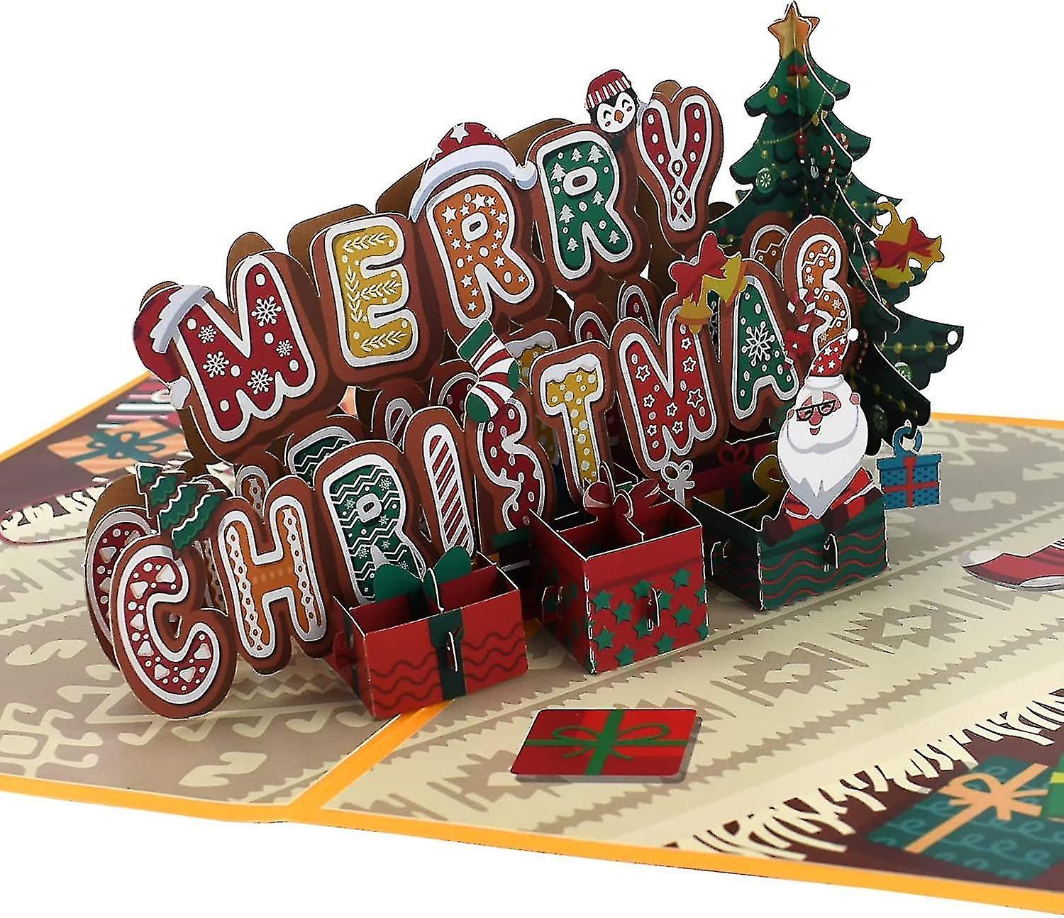 S Christmas Greeting Card, 3d Pop Up Christmas Card, Handmade Colorful Celebration Card With Envelop