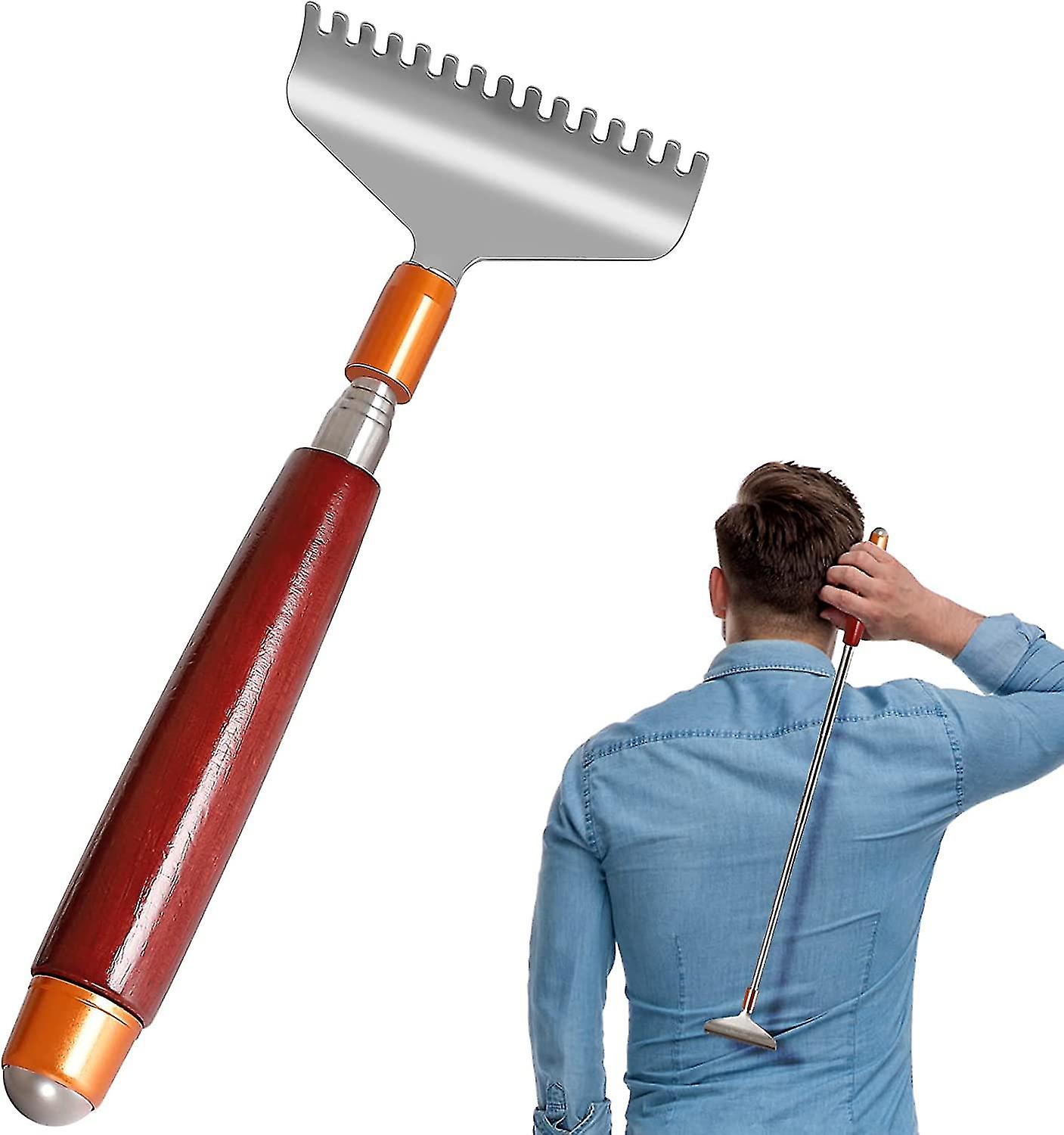 Back Scratcher, Azymi Back Scratcher for Women Men Extendable with Wooden Handle &Roll Ball (D-V2)