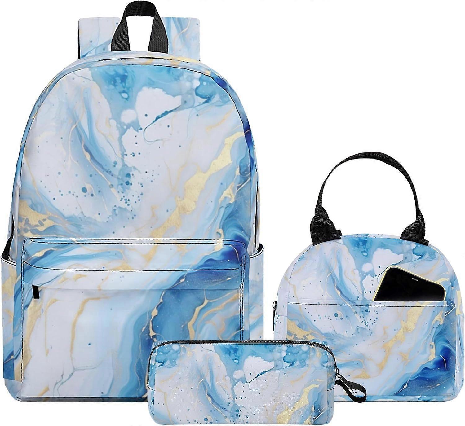 3 قطع حقيبة ظهر للأولاد والبنات ، مجموعات حقائب ظهر مدرسية للأطفال مع حقيبة غداء مقلمة ، سعة كبيرة 17 بوصة مجموعة كتب 3 في 1 للمراهقين الابتدائية Mi