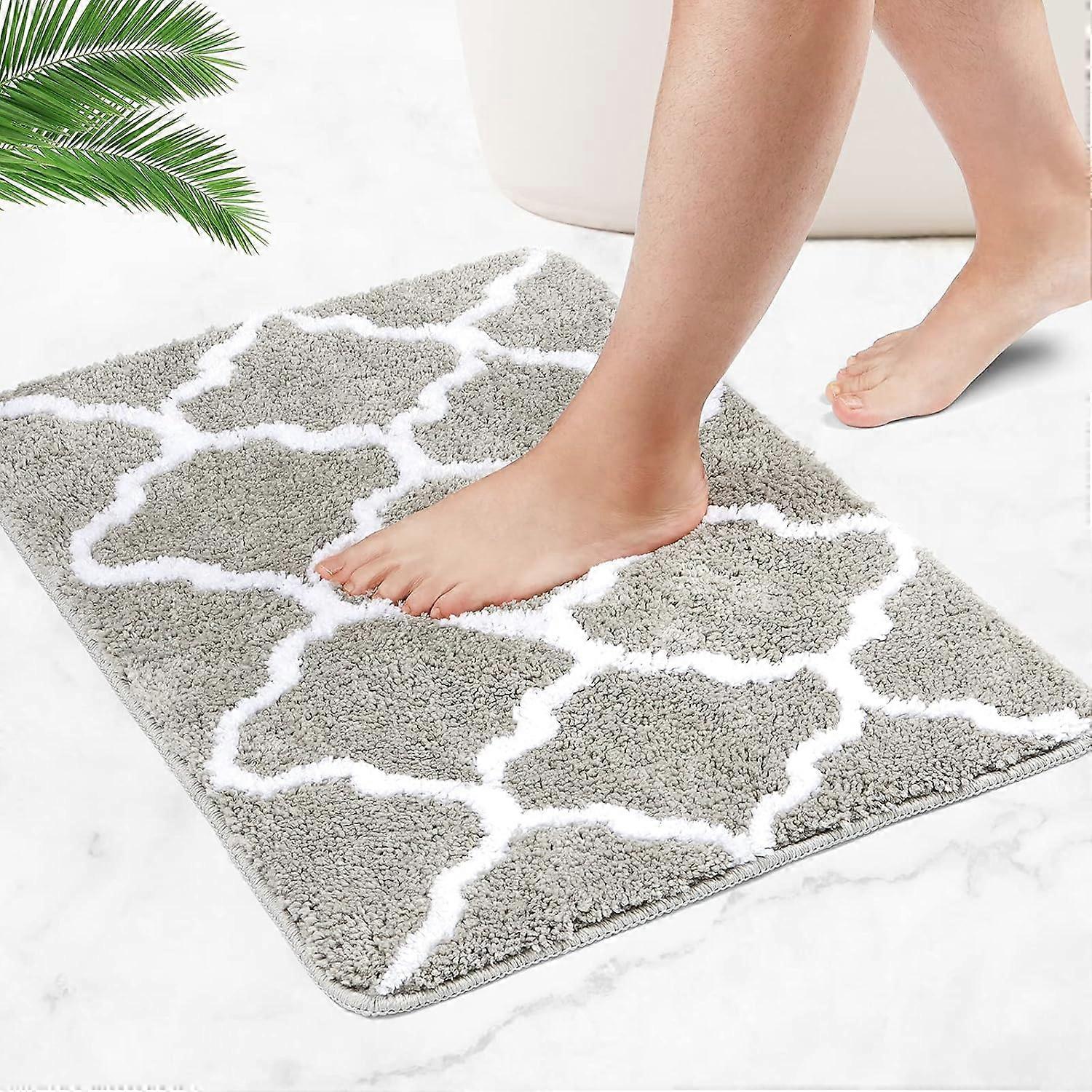 Bath mats, non-slip bath mats, extra-long fluffy microfiber duvets are soft and comfortable and absorb water very quickly (Gray, 40 x 60 cm)
