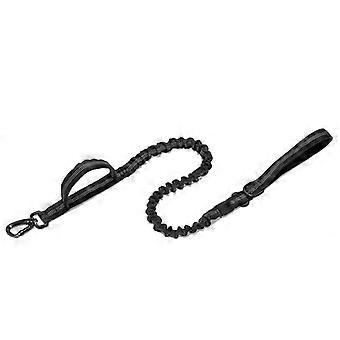 Militärleine Hund Taktischer Weltraum Aluminium Hakenclips Bungee Hundeleine Taktische Hundeleine Elastische Hundeseile mit 2 Steuergriffen (Schwarz)
