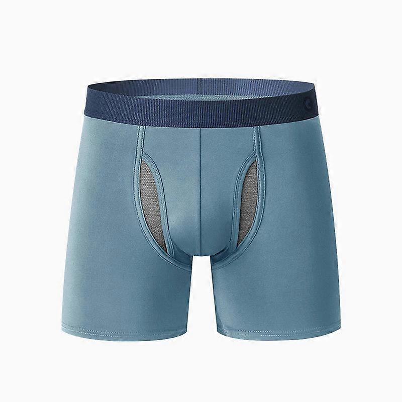 Men's Ice Silk Sports Briefs Quick Drying Extra Long Anti Abrasion Legs Plus Size Large Boxer Shorts-5pcs-K8125-light blue (no pocket)