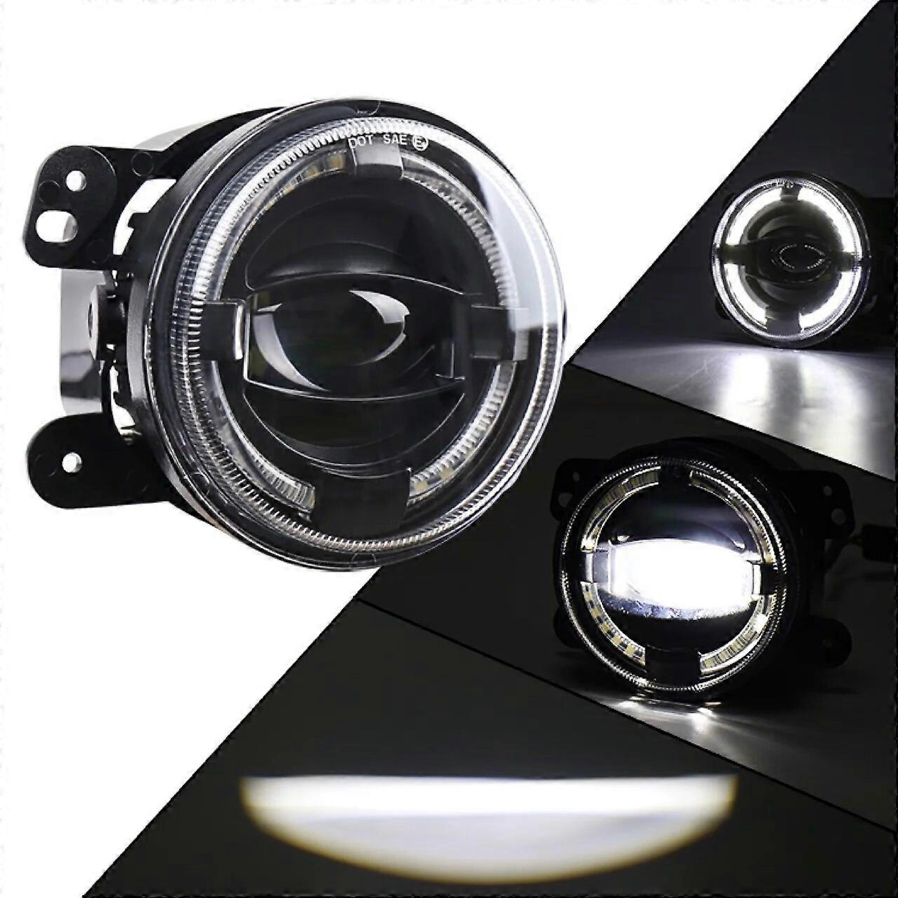 4 Inch LED Round Fog Lights Day Running Light + Turn Signal Light with Angle Eyes for Jeep Wrangler JK 2007~2018 ST1M090