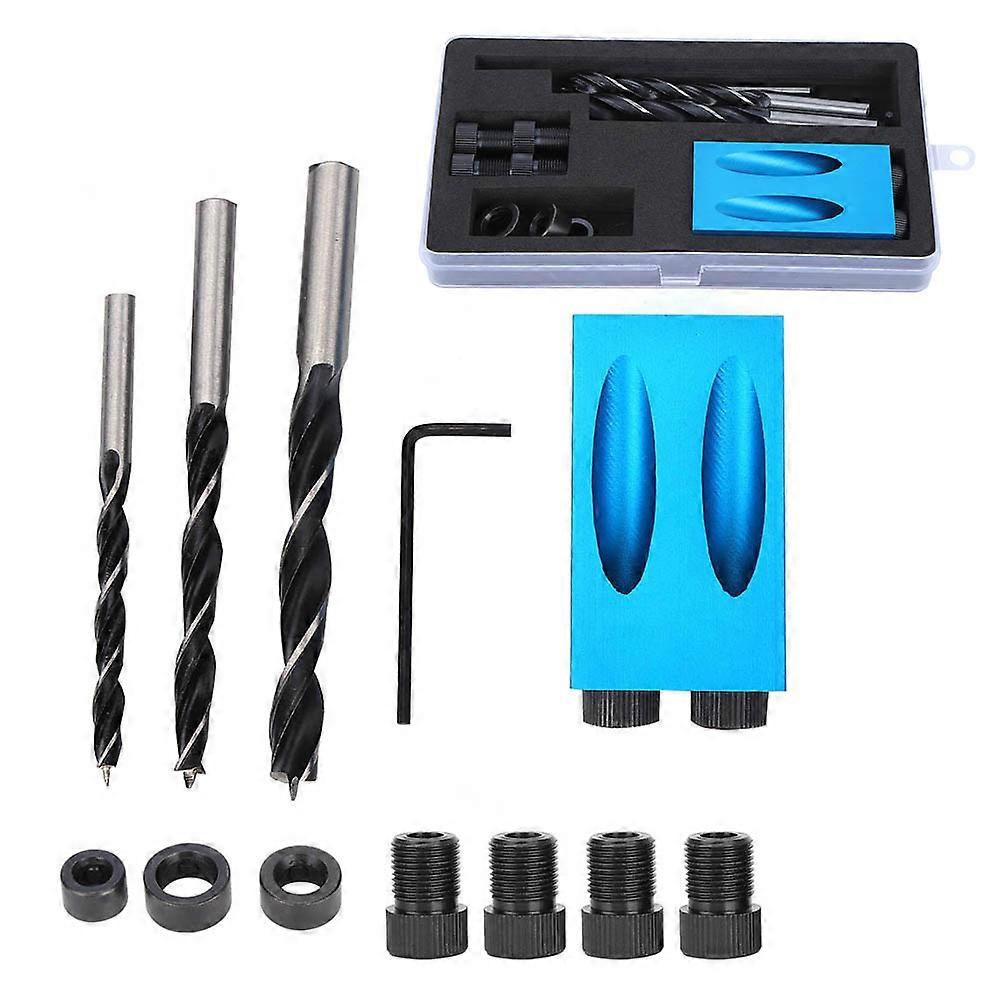 Blue Aluminum Alloy 15 Oblique Hole Locator with Magnetic Drill Positioner Woodworking Accessory NO.3164