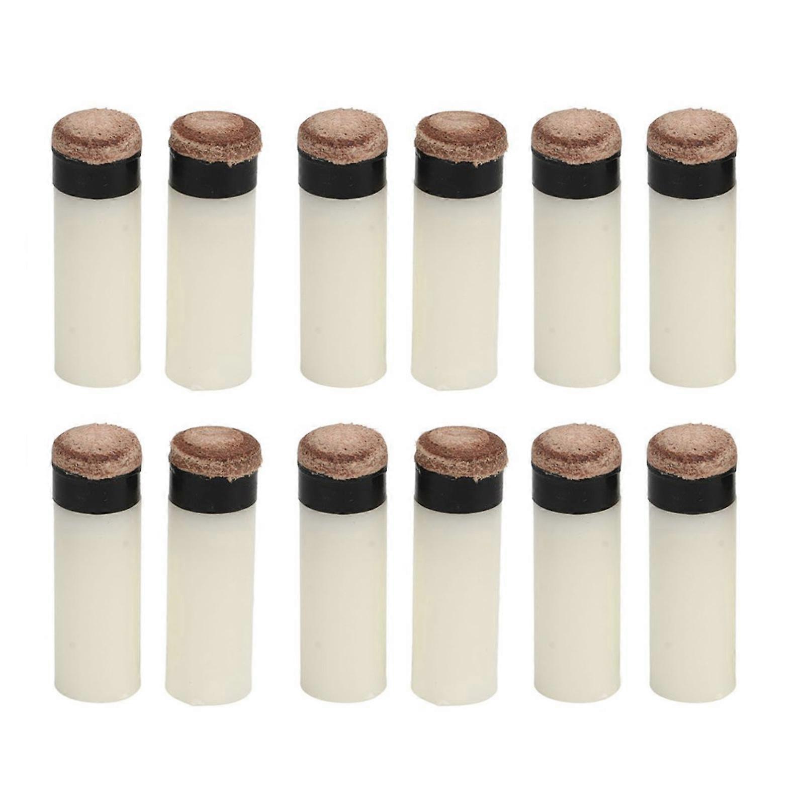 12pcs Pool Cue Tips 11mm Pu Leather And Plastic Universal Cue Tip Replacements For Billiard Hall