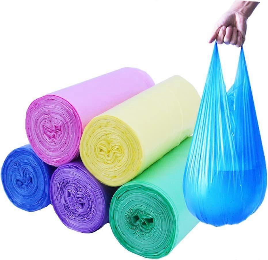 100 Count 4 Gallon sacs poubelles, petits sacs à ordures colorés avec poignée pour bureau à domicile Salle de bain poubelle