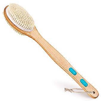 Peeling-Duschbürste - Badekörperbürste - Ideal zum Nass- und Trockenbürsten für Männer, Frauen, Kinder und ältere Menschen - Langer Holzgriff für einfache Erreichbarkeit