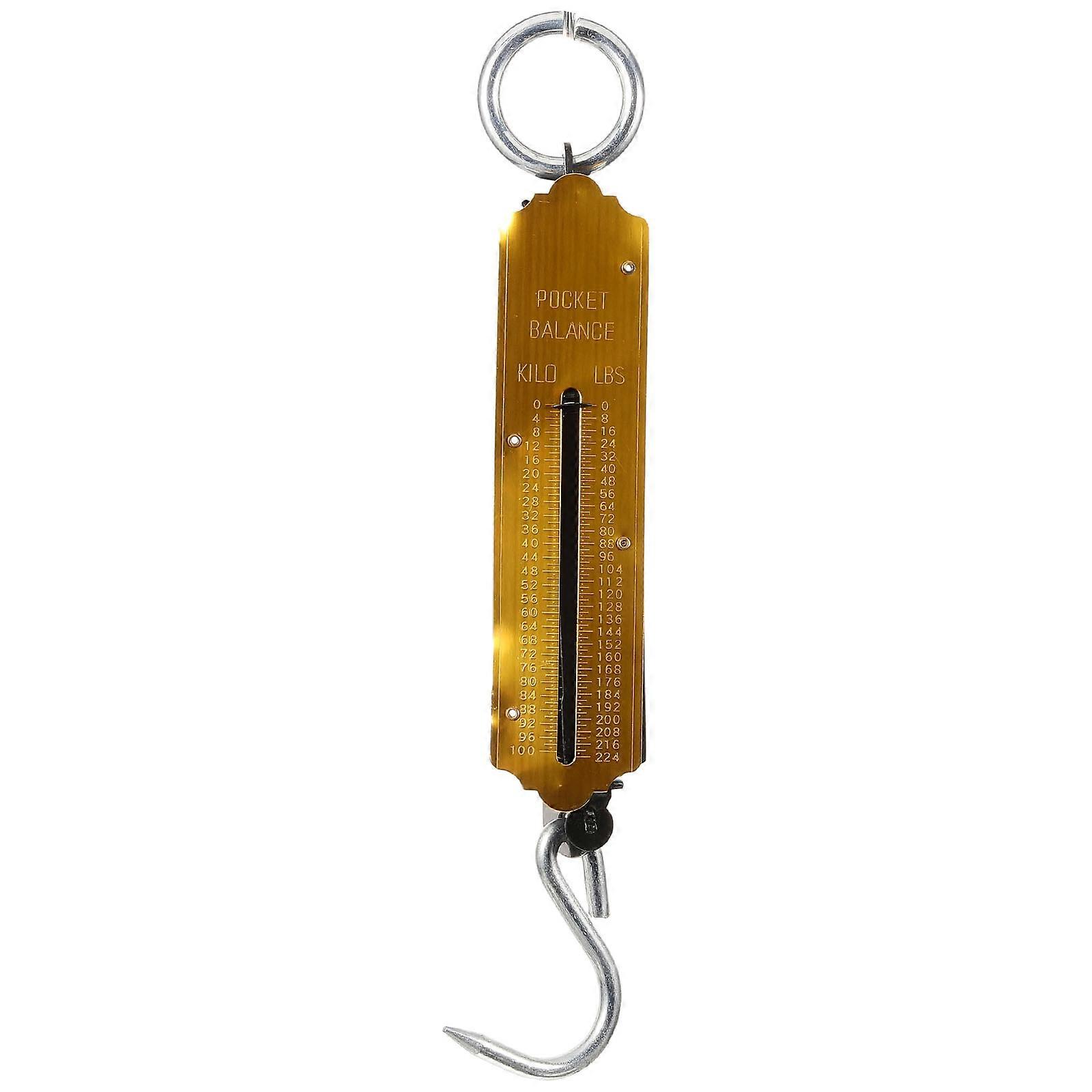 100KG Portable Weighing Vertical Spring Machine Selling Vegetables Scale Mechanical Hanging Hook Scales(Golden)