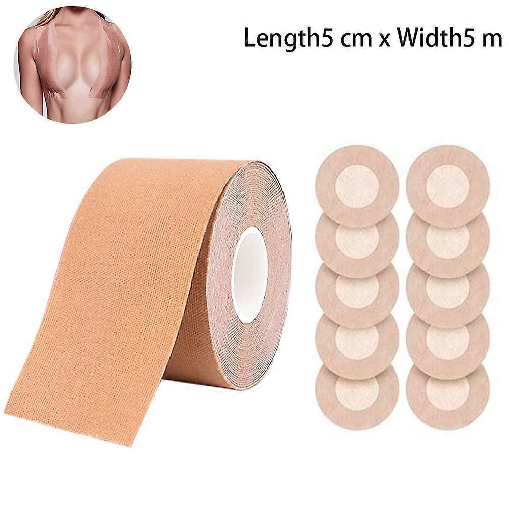 5 cm * 5 m 1 ks prsa páska - prsní liftingová páska a jednorázový kulatý kryt bradavky, push up prsa lepicí podprsenka