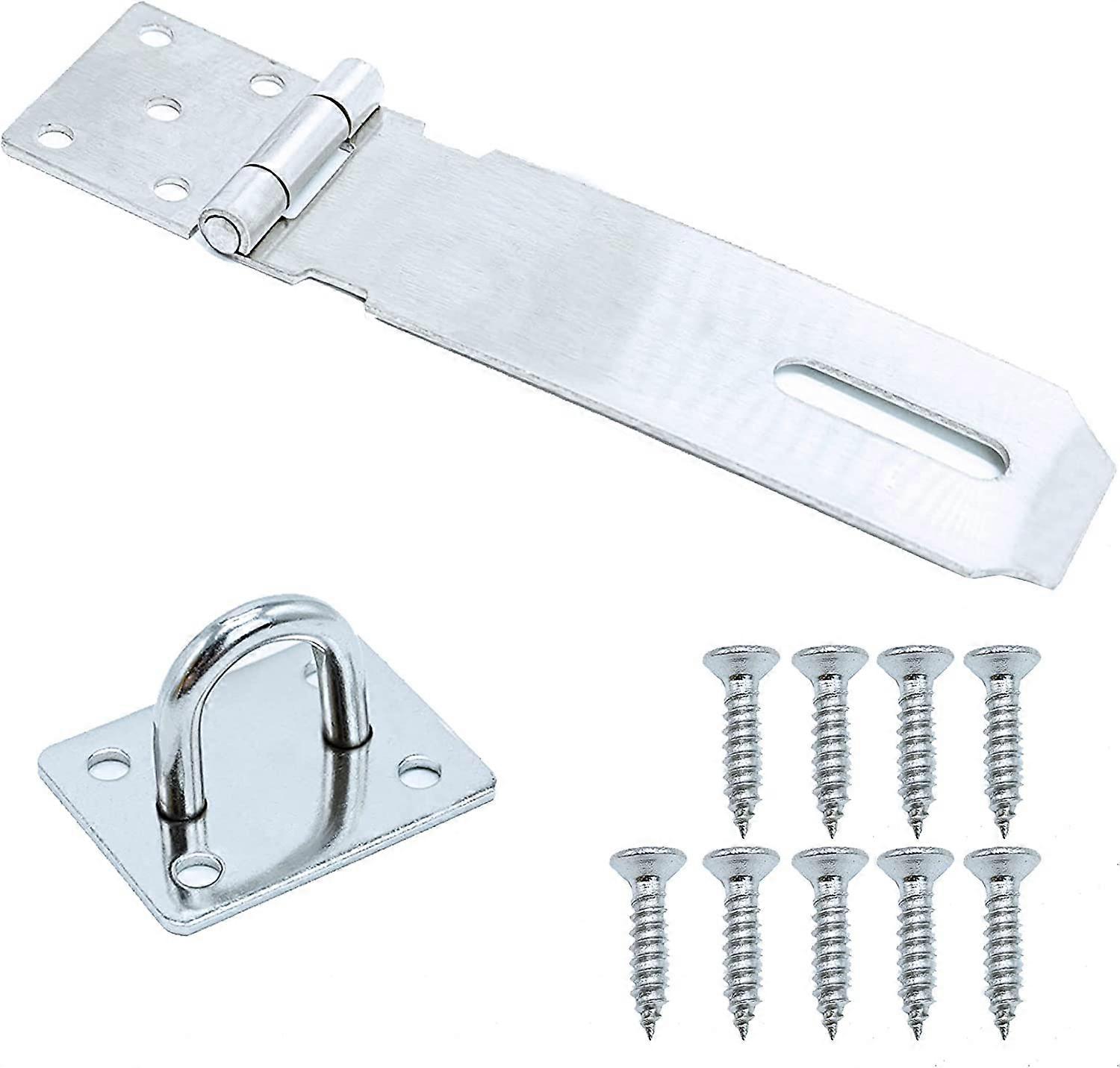 Porte en bois à l’ancienne en acier inoxydable, boucle de porte à 180 degrés avec vis (argent)