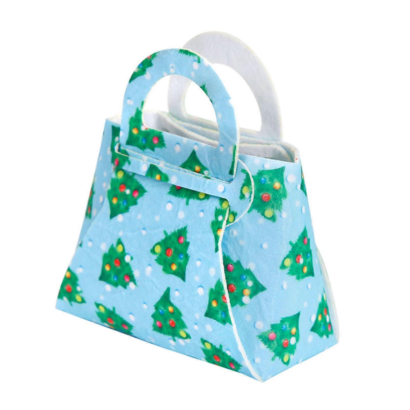 Christmas Tote Bag Foldable Xmas Elements Pattern with Handle Create Atmosphere DIY Christmas Gift Bag