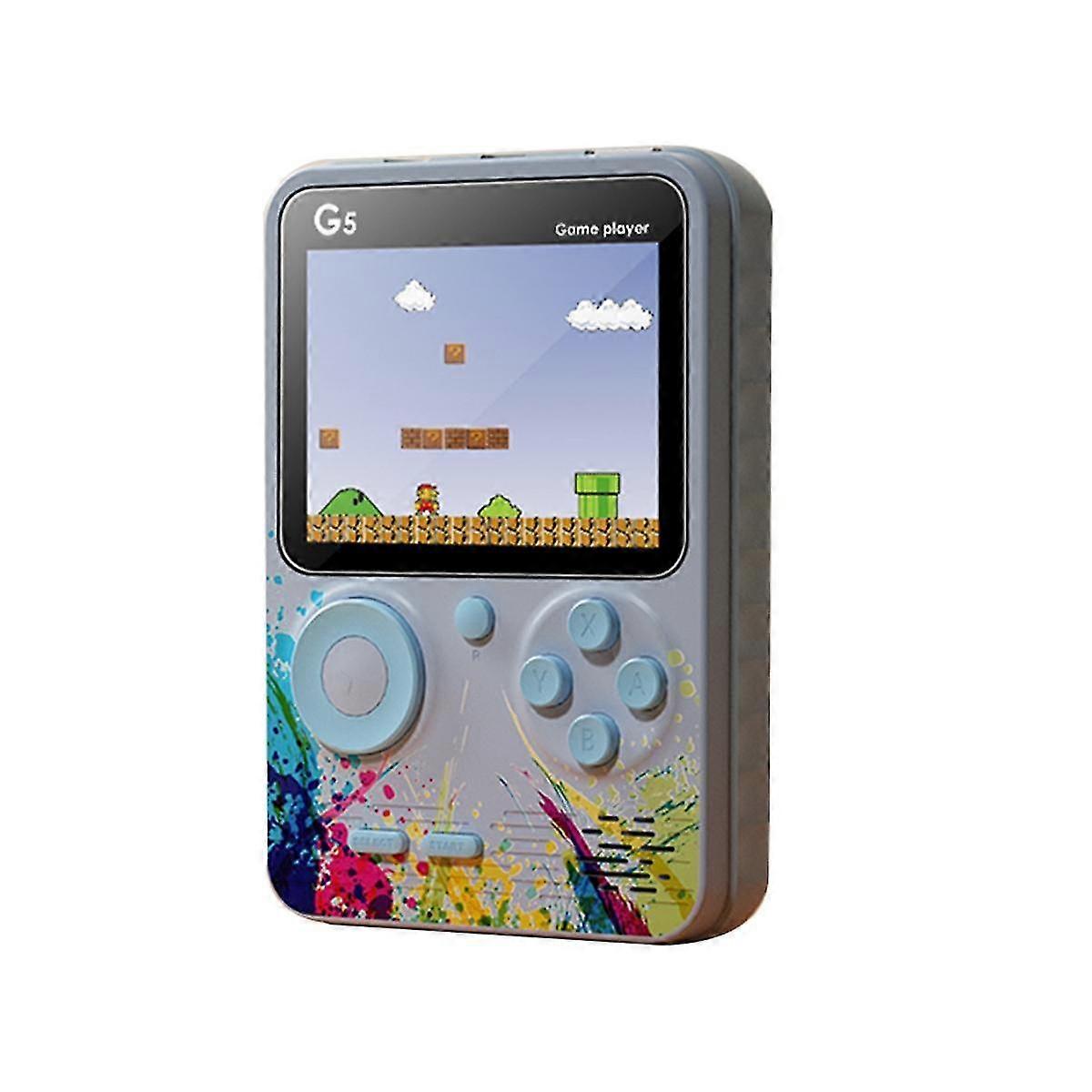 G5 Retro Video Game Console Handheld Game Player 3,0 polegadas Pocket Game Controller Built-in 500 Jogos, cinza-ciano