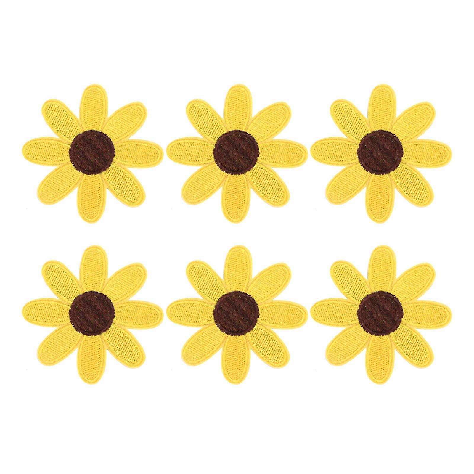 6stk Sy Patch Solsikke Style DIY broderet applikation til kjoler Nederdele Tasker Hatte