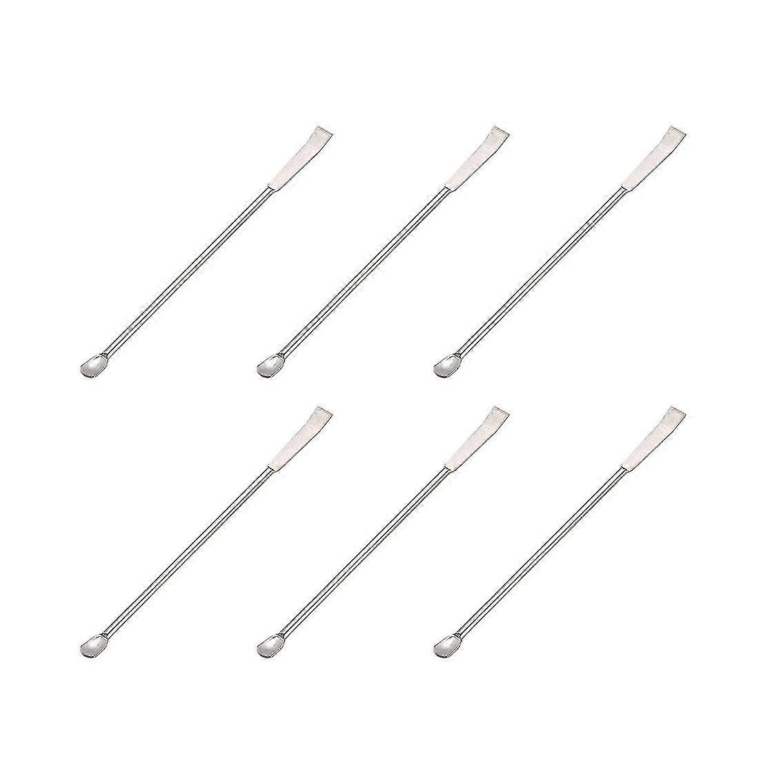 Mini Scoop Lab 6 PCS Cuillère à réactif d’échantillonnage en acier inoxydable Spatule à double tête de laboratoire 125mm