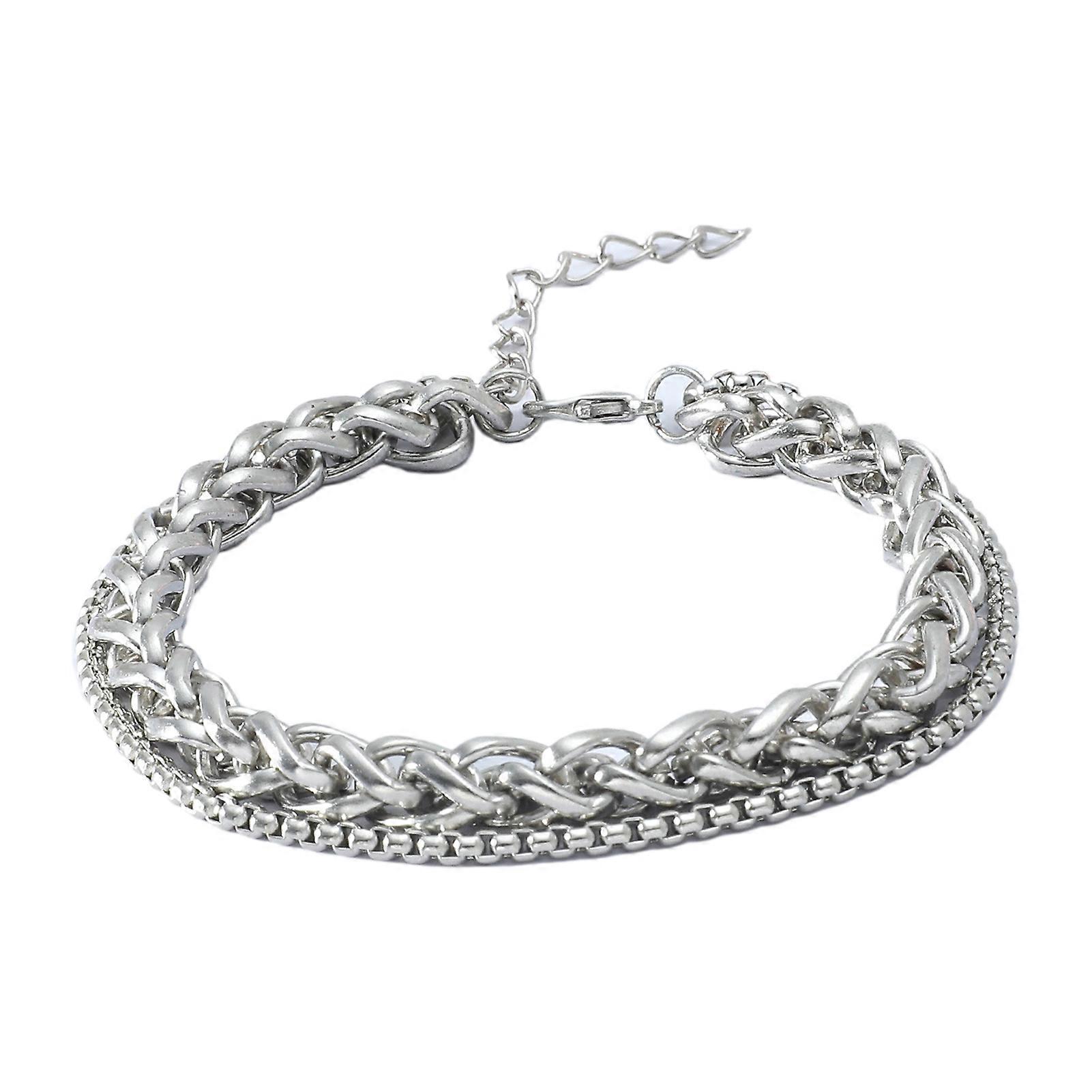 Women Simple Adjustable Double Layer Chain Bracelet Bangle Jewelry Accessory
