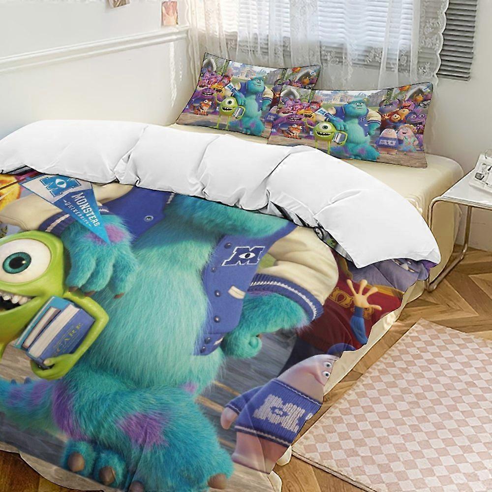 c33 Monsters University Bedding Comforter Sets, 3-Piece Bedding Set Soft Warm Bed Set with 1 Duvet Cover And 2 Pillowcases for Bedroom All Season hno3