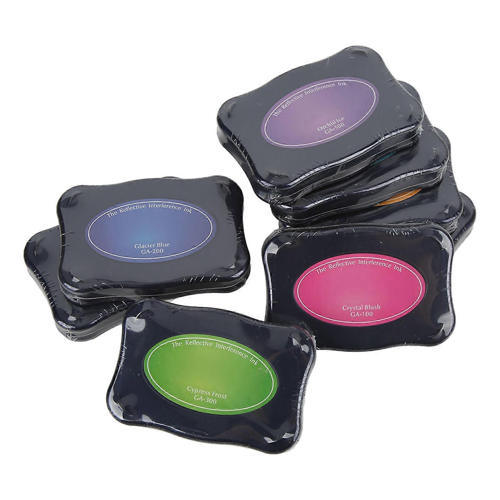 Ink Pad 8 PCS Reflective Interference Ink Safe Stamp Pad Fingerprint Ink Pad for Kids for DIY Handicrafts Card Making