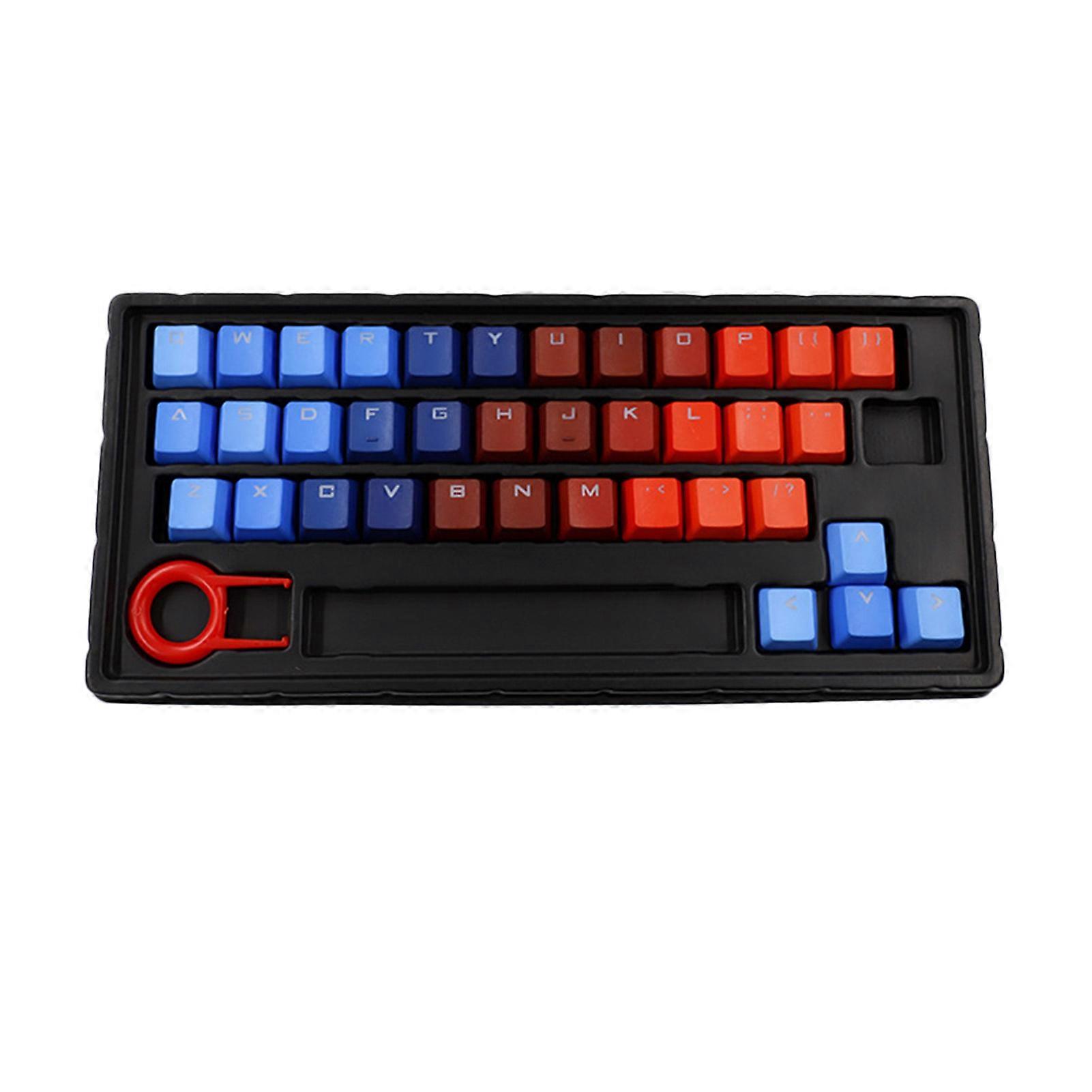 37-Key Blue-Red Gradient Backlight PBT Keycaps Mechanical Keyboard DIY Caps for PC Computer