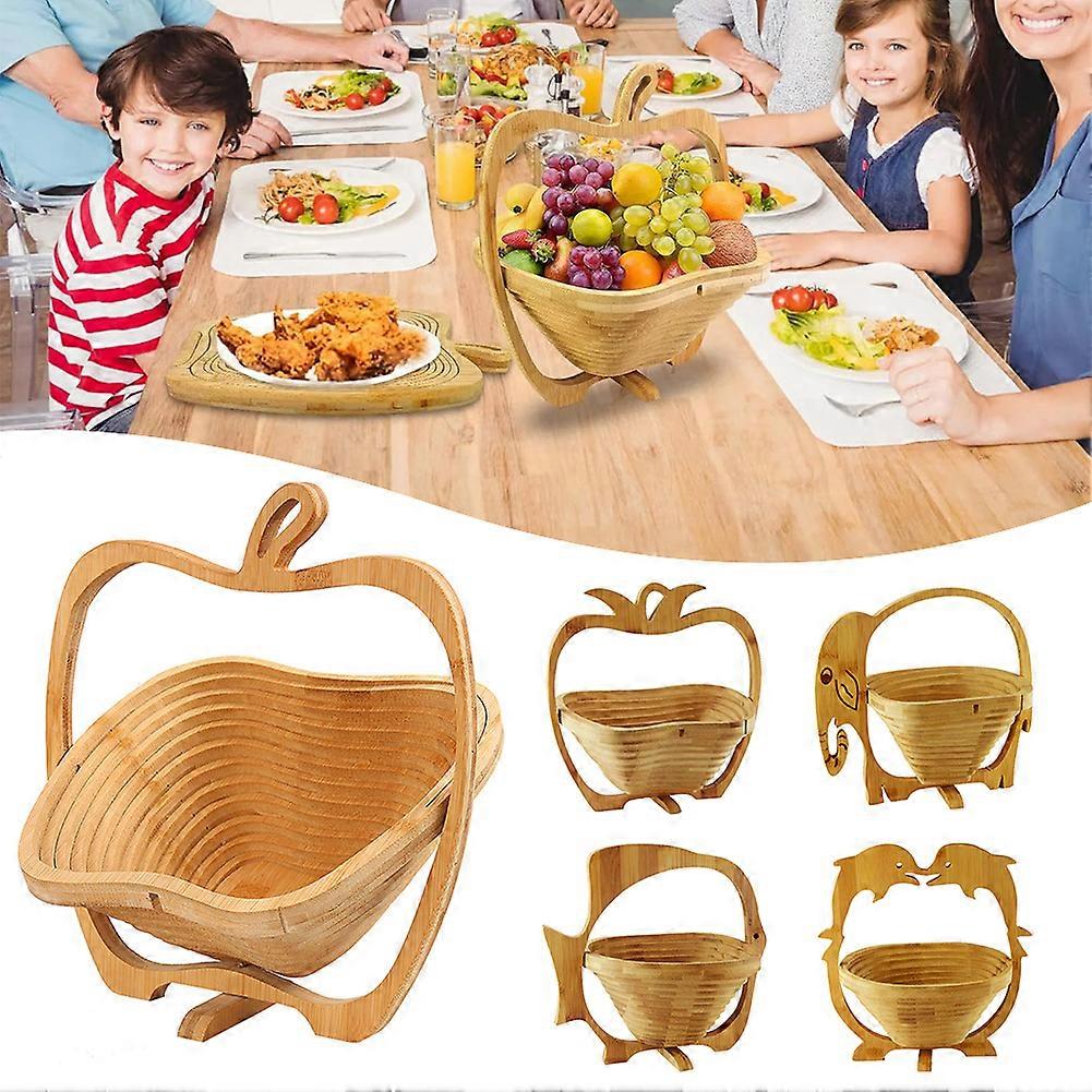Foldable Fruit Basket Gift Bamboos Fruit Veggie Basket Large Capacity Easy Using Snack Box for Living Room