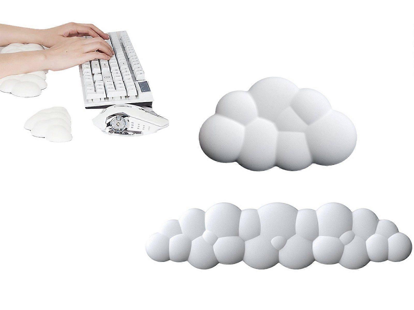 2Pcs Ergonomic Cloud Wrist Rest Keyboard Mouse Wrist Pad Wrist Support - White