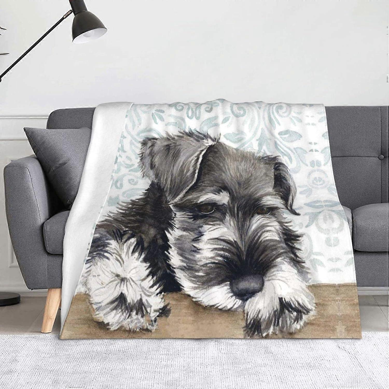 Woof Woof Schnauzer Dog Print Pattern Blanket