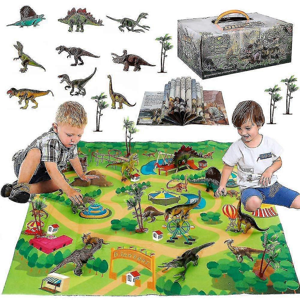 Dinosaur Toy Figure With Activity Play Mat & Trees, Detachable