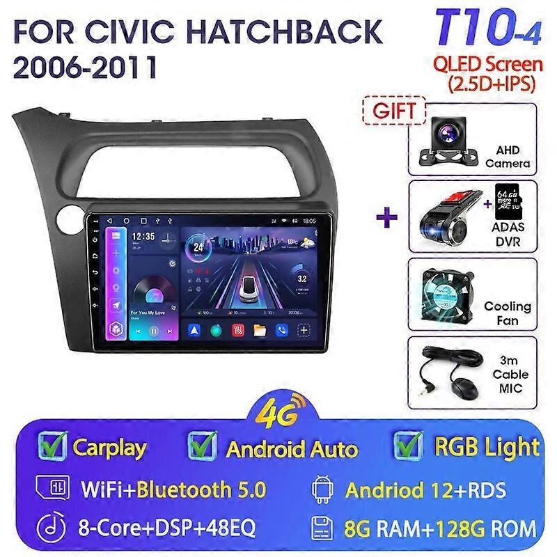JMCQ 9 "2din Android 12.0 Autoradio für Honda Civic Schrägheck 2006-2011 Multimidia Video Player 4G + WIFI Carplay Navigation GPS