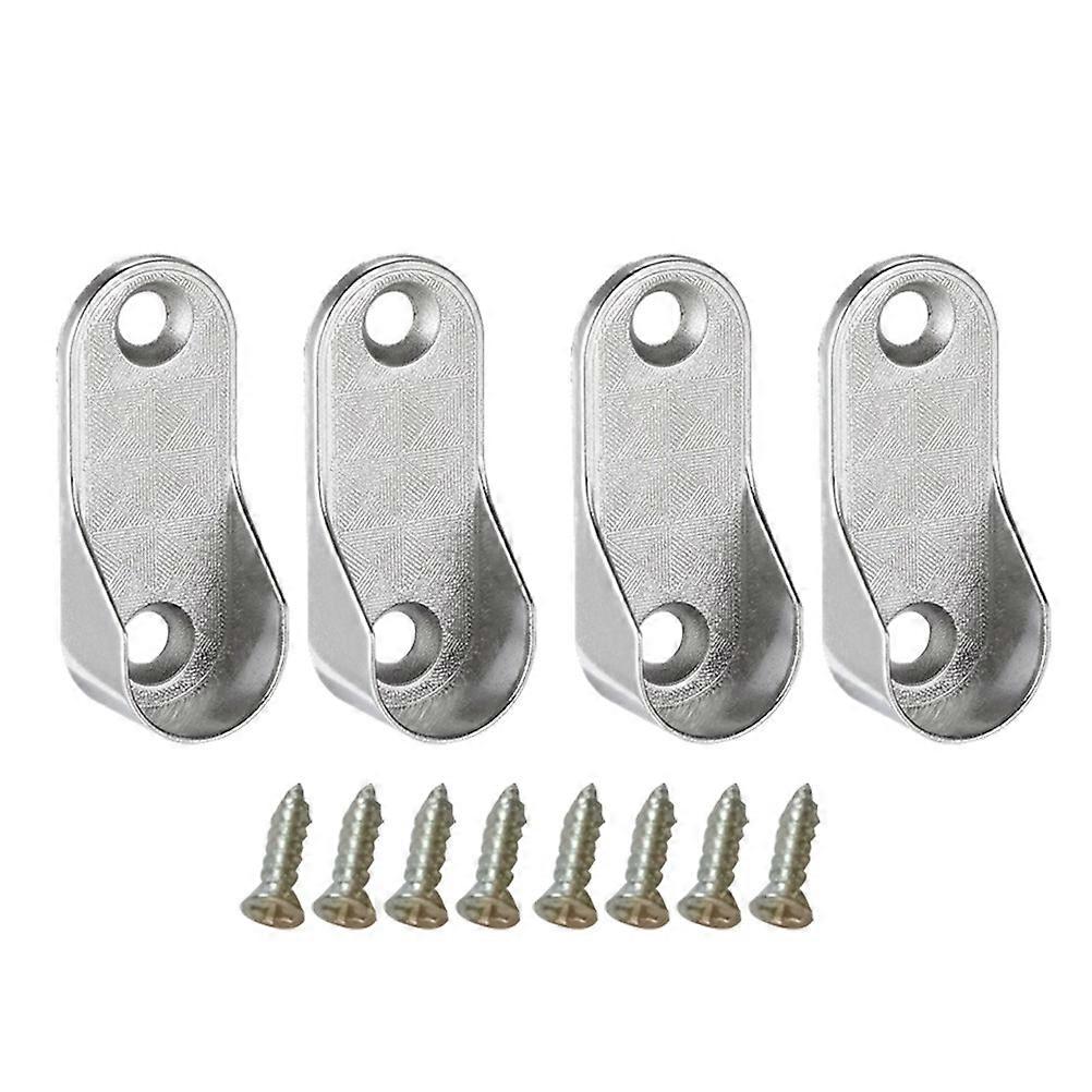 12 قطع البيضاوي خزانة رود نهاية يدعم اكسسوارات الأثاث خزانة أنبوب دعم قوس الملابس شنقا رود حامل (4 قطع دعم و 8 قطع مسامير)