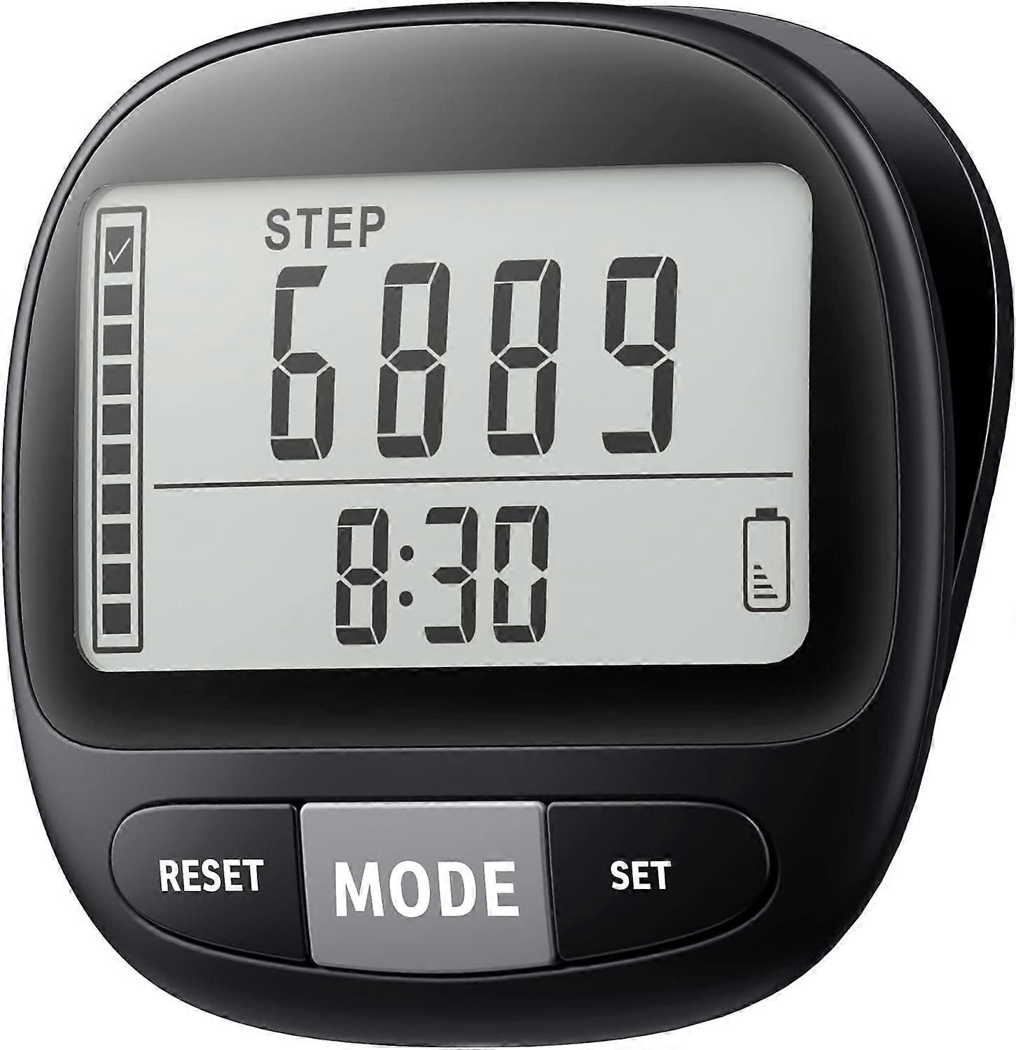 3D Pedometer for Walking with Clip and Strap, Walking Distance Miles, Calorie Counter, 7 Days Memory, Daily Target Monitor, Activity Time. Accurate St