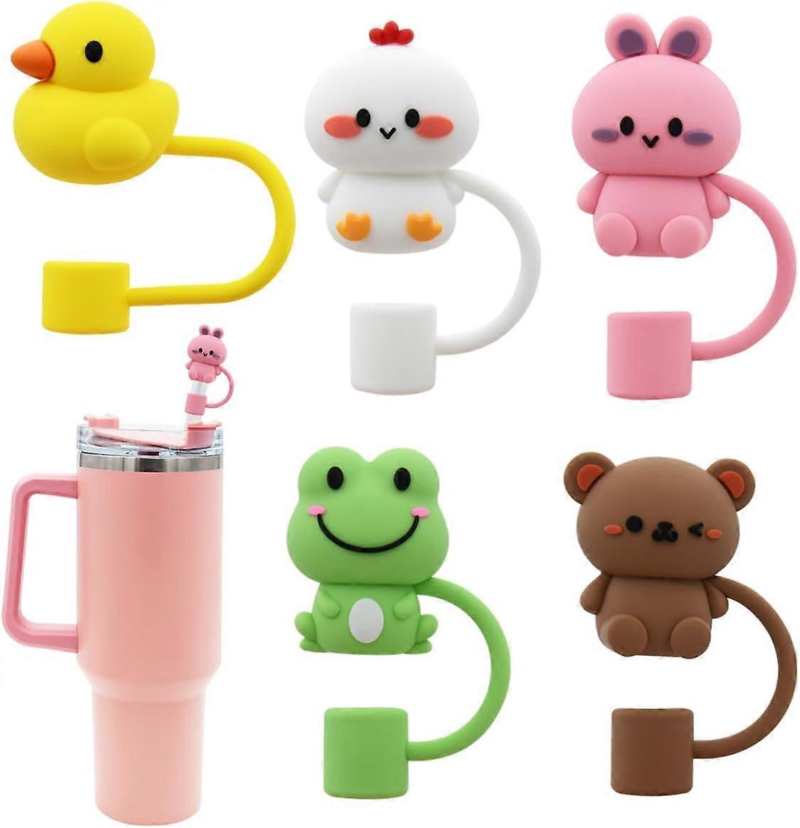 5 PCS cap for Cup,Silicone Straw Topper Compatible with 30&40 Oz Tumbler with Handle,10mm 0.4in Dust-Proof Reusable Straw Tips Lids,2024 Ping