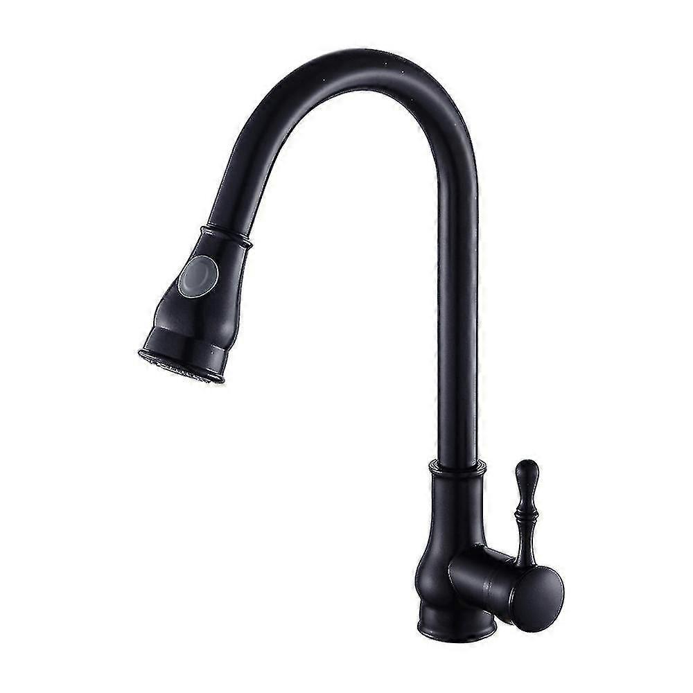 New Black Paint Kitchen Hot And Cold Faucet Sink Faucet Simple Brass Faucet Without Two Pipes