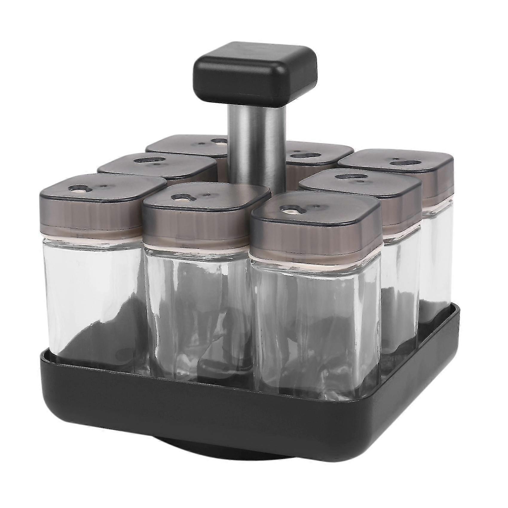 8pcs Condiment Set Spice Jar Rack Kitchen Cruet Condiment Bottle