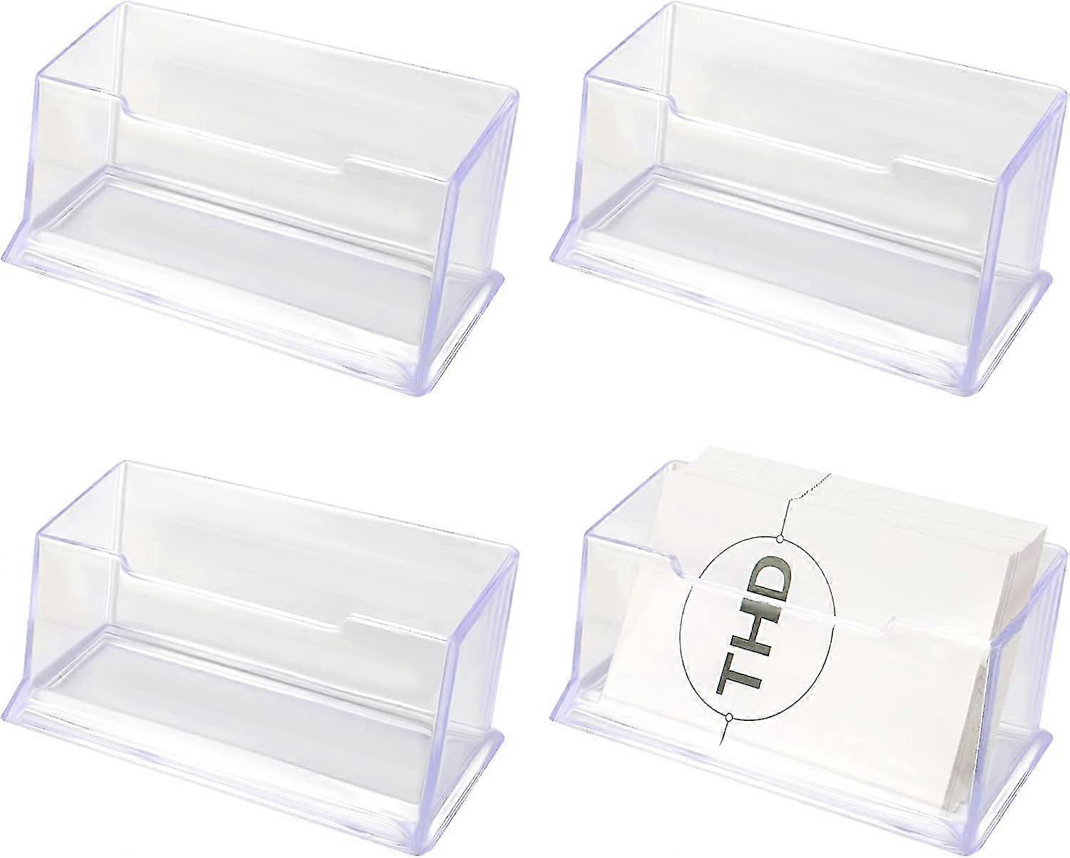 4 Pcs Clear Acrylic Business Card Holder Business Card Stand Clear Acrylic