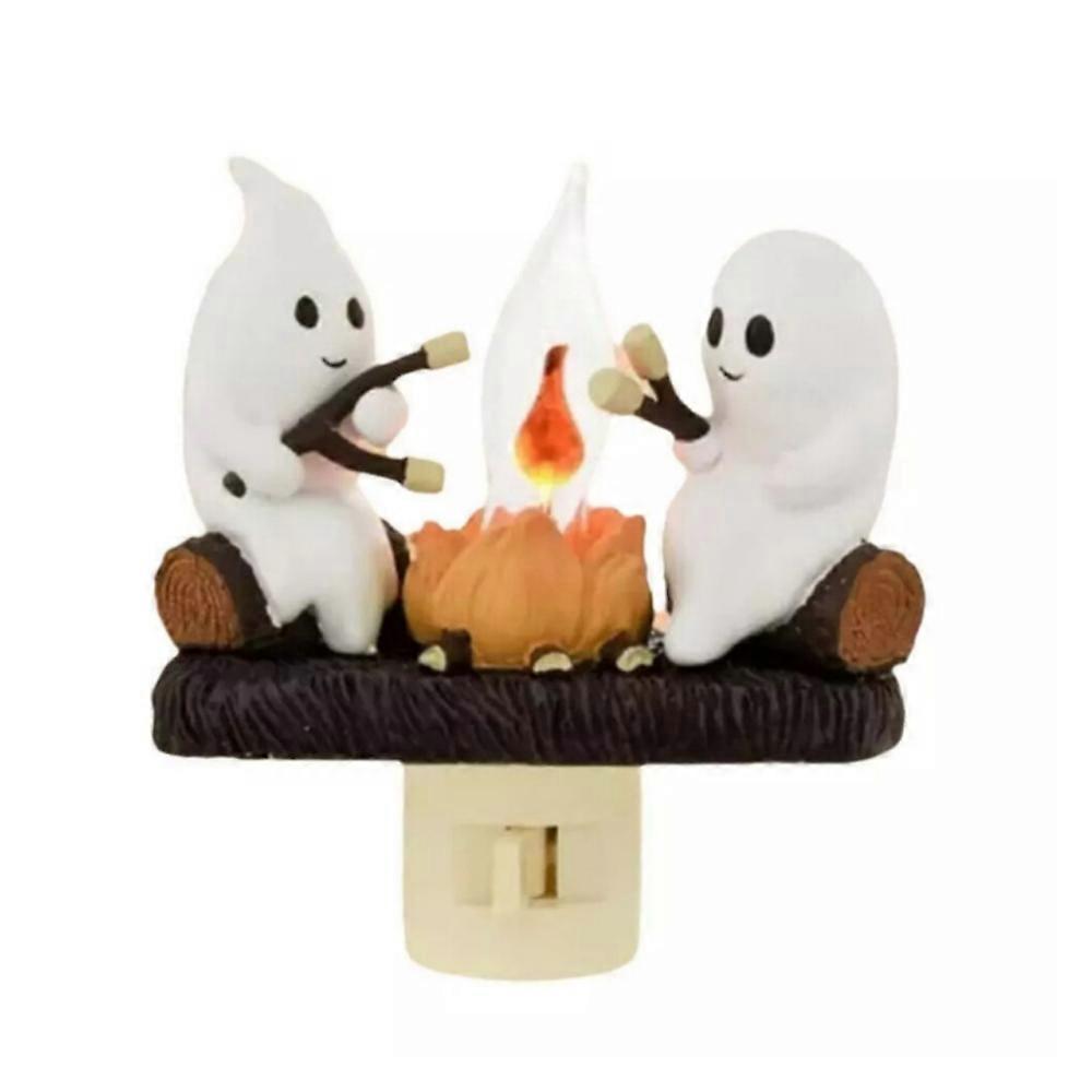 Ghost Campfire Flickering Nightlight,Fire Marshmallow Night Light Halloween Gift