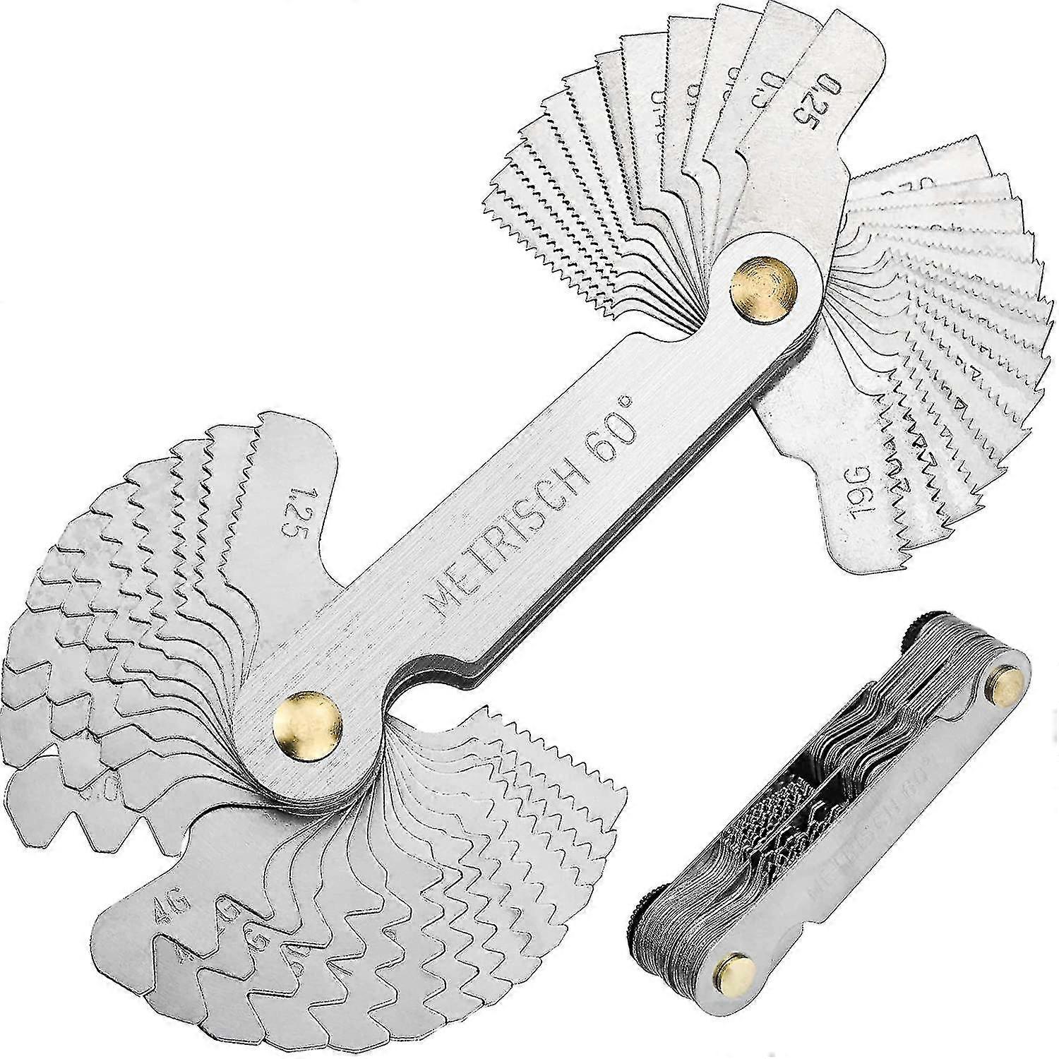 Stainless Steel Thread Gauge Tool, Screw Gauge With 52 Blades Center Gage 55 & 60 Pitch Gauge (metric + Imperial)