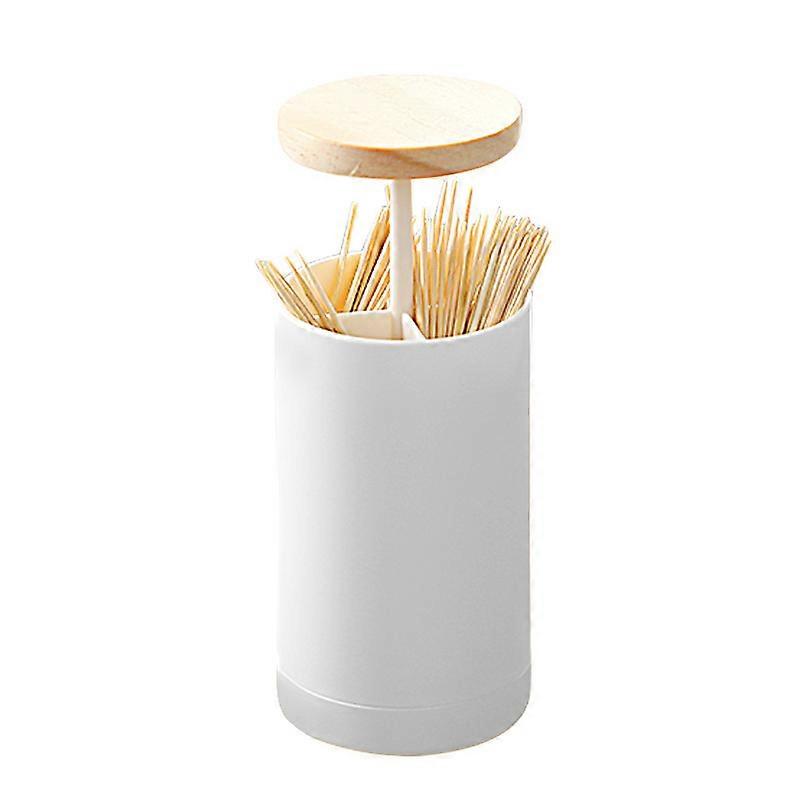 Push Up Toothpick Holder Toothpick Dispenser White Wood/Plastic