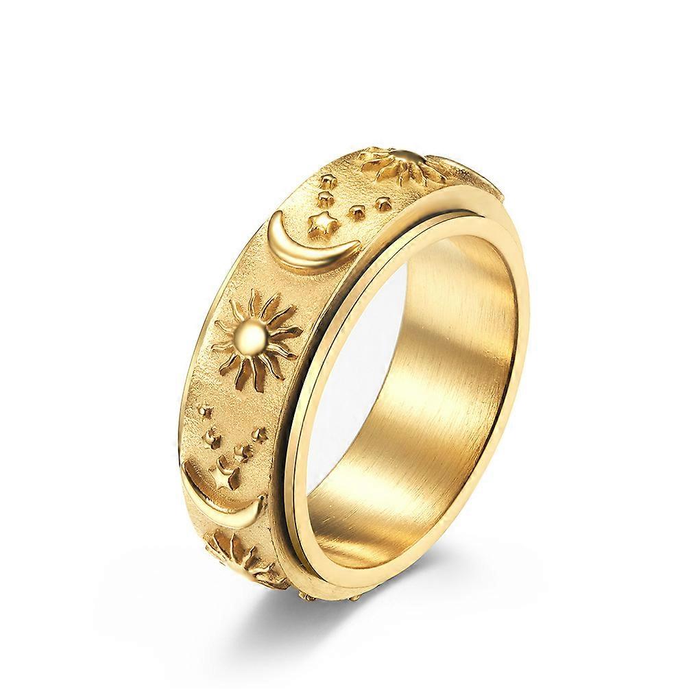 Titanium Stainless Fidget Ring 8mm Moon Star