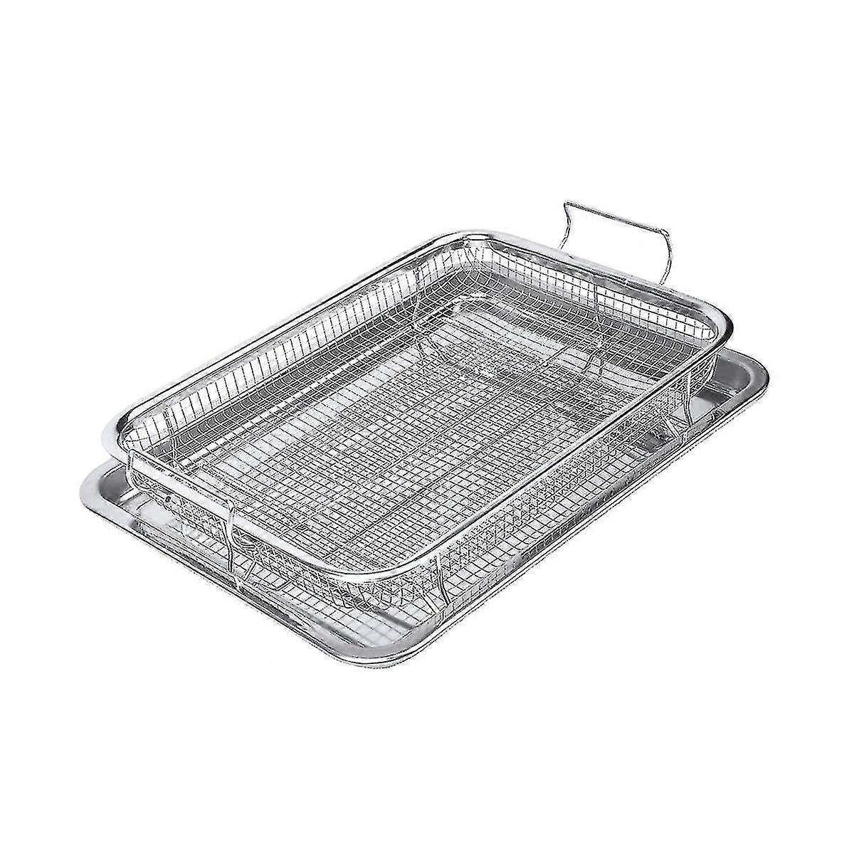 Rostfri korg för ugn, grönsaksfack och korg för ugn, passar pommes frites/bacon/kyckling (silver)