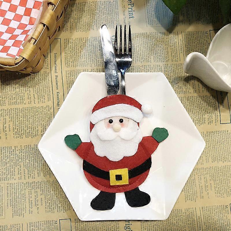 Yaratıcı Noel Baba Bıçak ve Çatal Çanta Karikatür Sofra Kapağı Noel Bıçağı ve Çatal Kapağı
