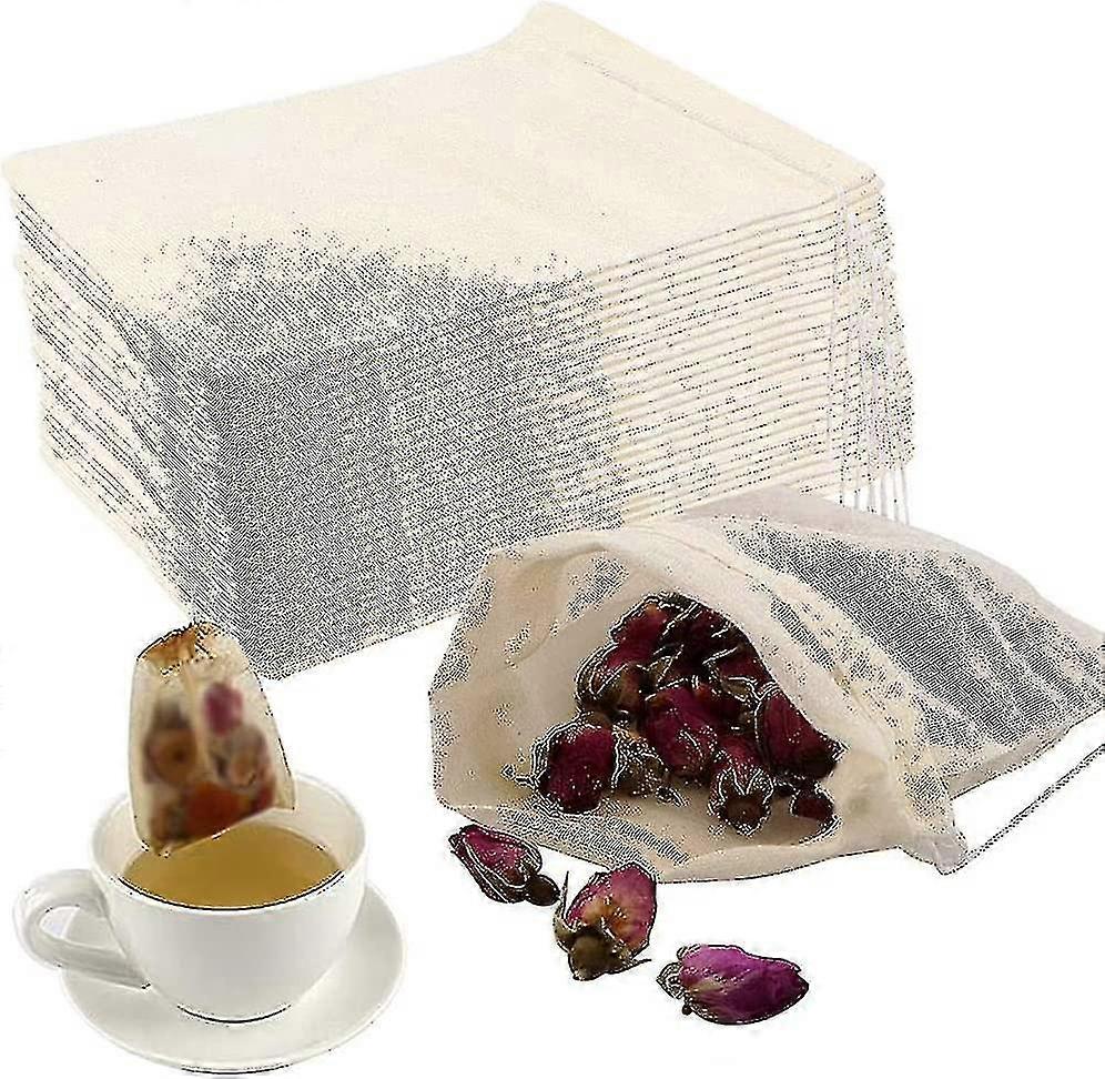 Φακελάκι τσαγιού με κορδόνι περίσφιξης 50pcs επαναχρησιμοποιήσιμο άδειο φακελάκι τσαγιού πολλαπλών χρήσεων τσαγιού τσάντες φίλτρου βαμβάκι