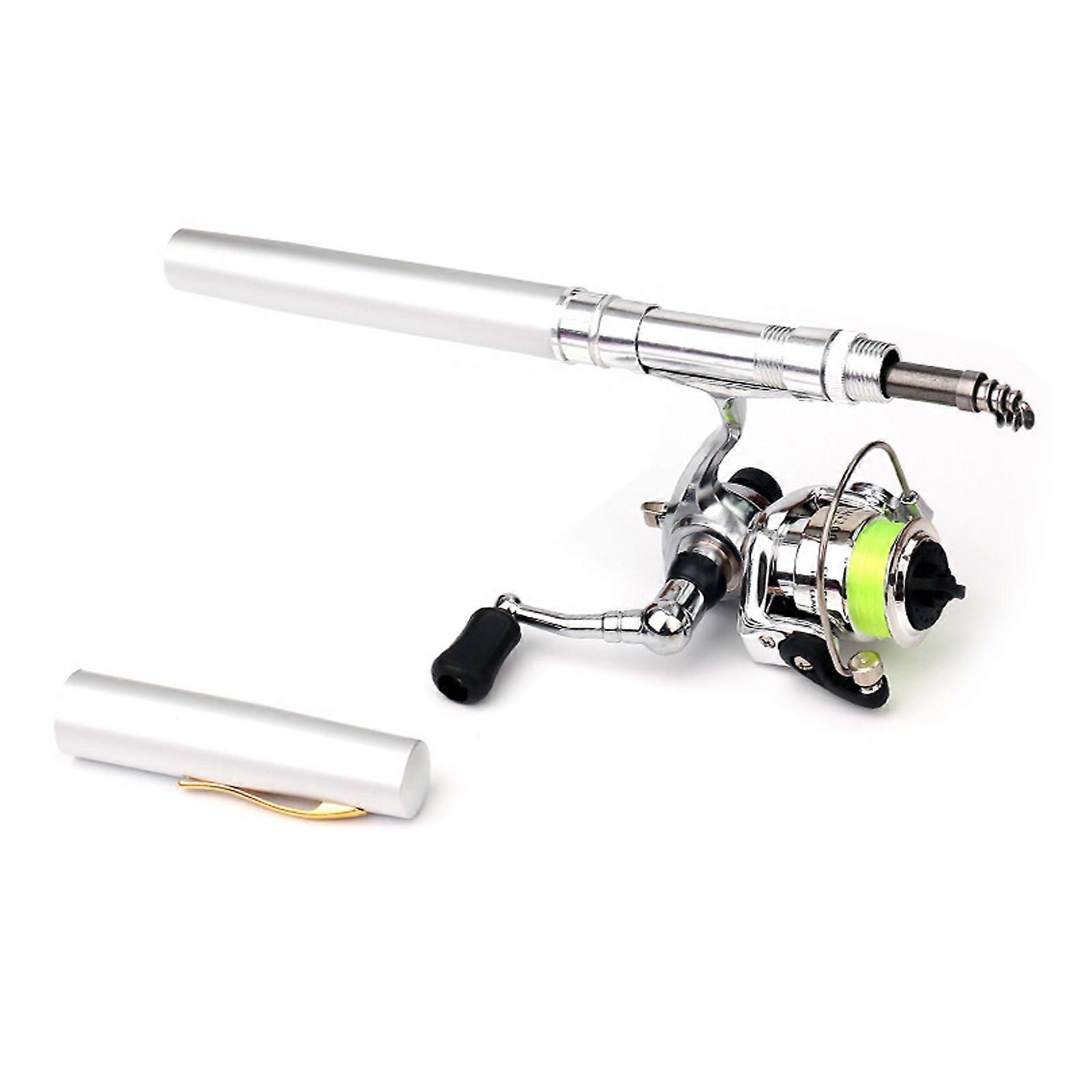 Kaesi 1.6m Pen Shape Telescopic Mini Fishing Pole Rod with Metal Spinning Reel Wheel