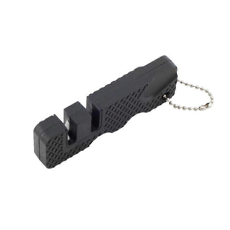 Knife Sharpener Manual Knife Sharpener Portable Outdoor Multifunctional Diamond Sharpener Tungsten Sharpening Stone Mini (Black)