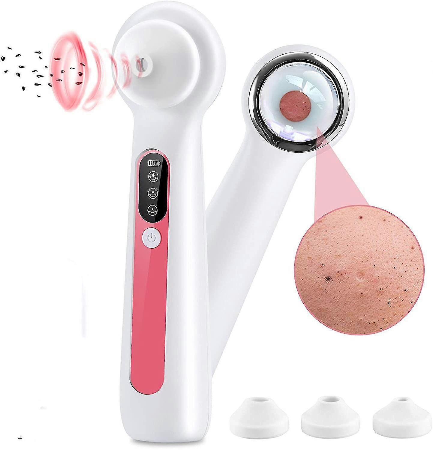 Blackhead Remover Vacuum, Upgraded Visible Facial Pore Cleaner With Magnifier & Led Filling Light, 3 Removable Suction Nozzles & Usb Charging Cable In