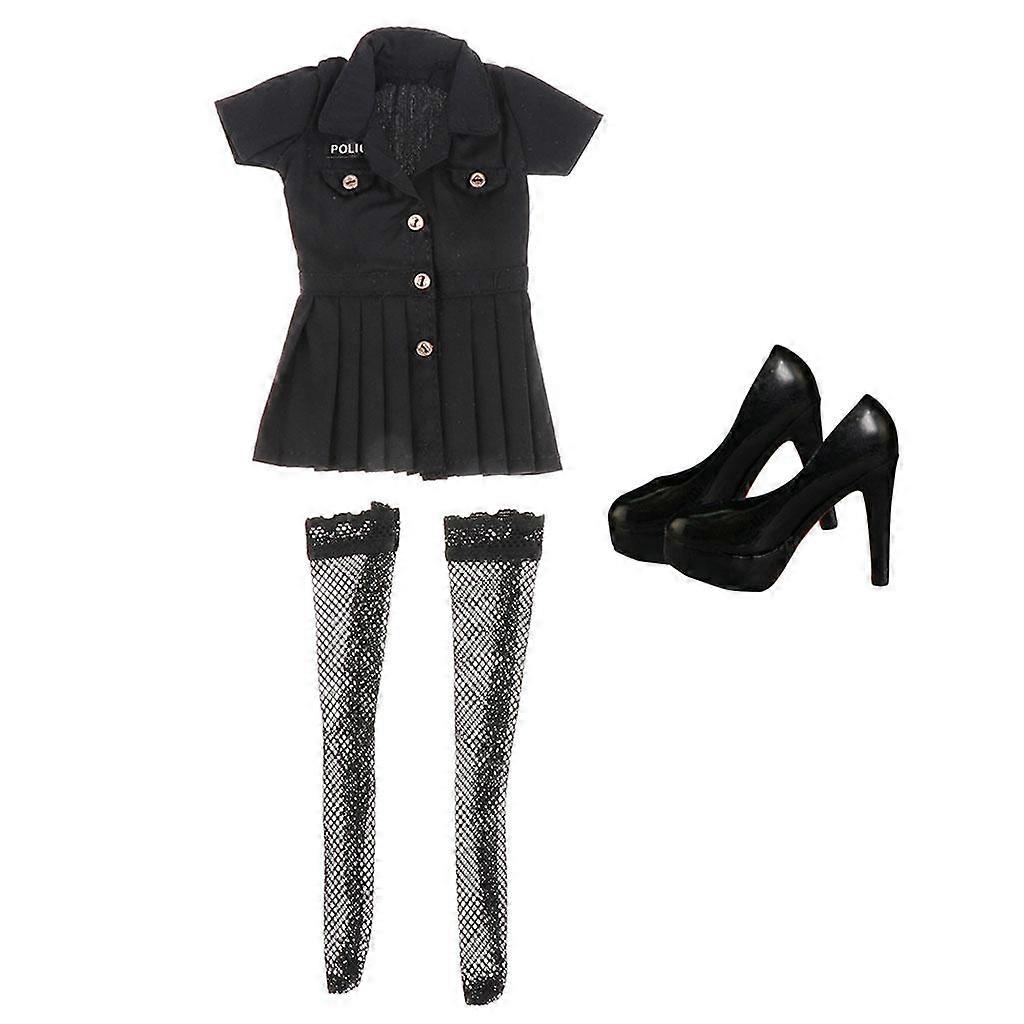 1/6 Police Uniform Dress W/ Stocking High Heels Shoes for 12