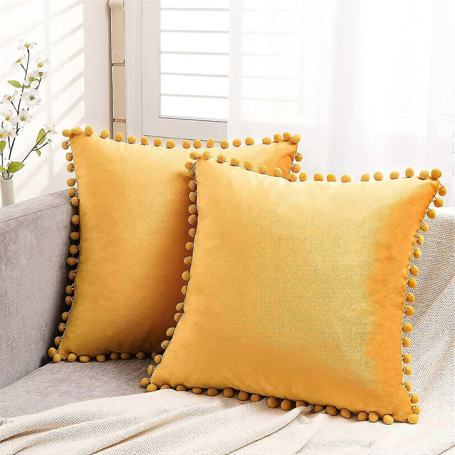 Conjunto de 2 Beijos com Pompons Sofá Travesseiro Irmão 45X45