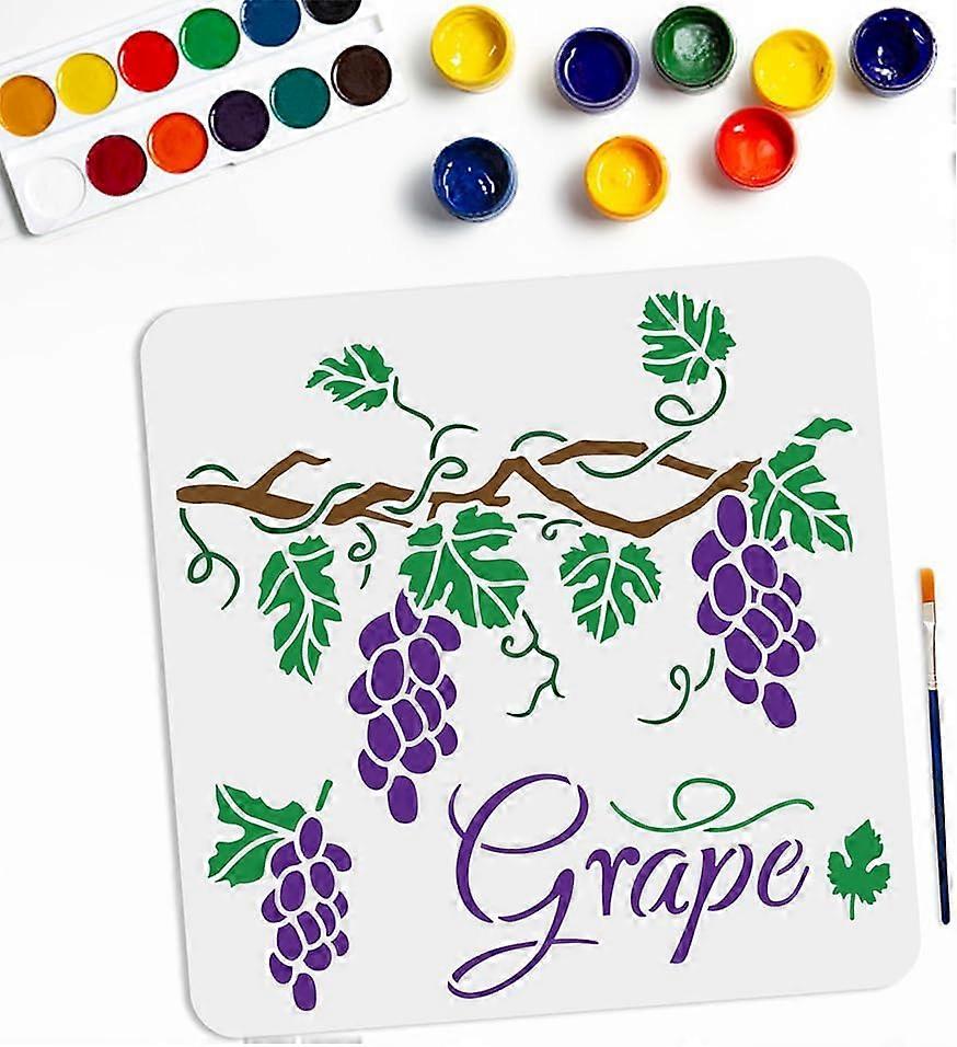 Grape Vine Stencil Grape Stencil 11.811.8inch Hanging Grape and Leaves Pattern with Paint Brush Grapevine Rustic Decor Stencil for Painting on Wood Ca