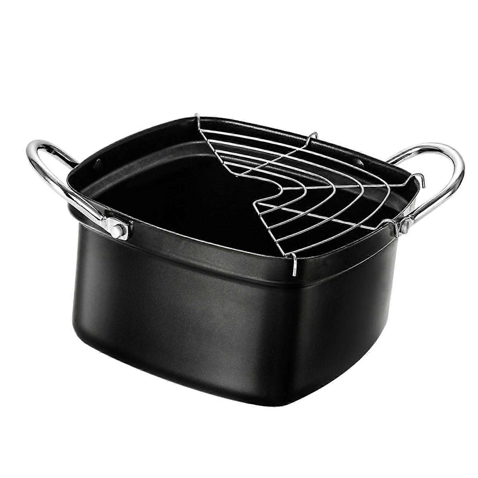 Deep Frying Pot Small Square Nonstick Soup Pot for Meat French Fries Tempura