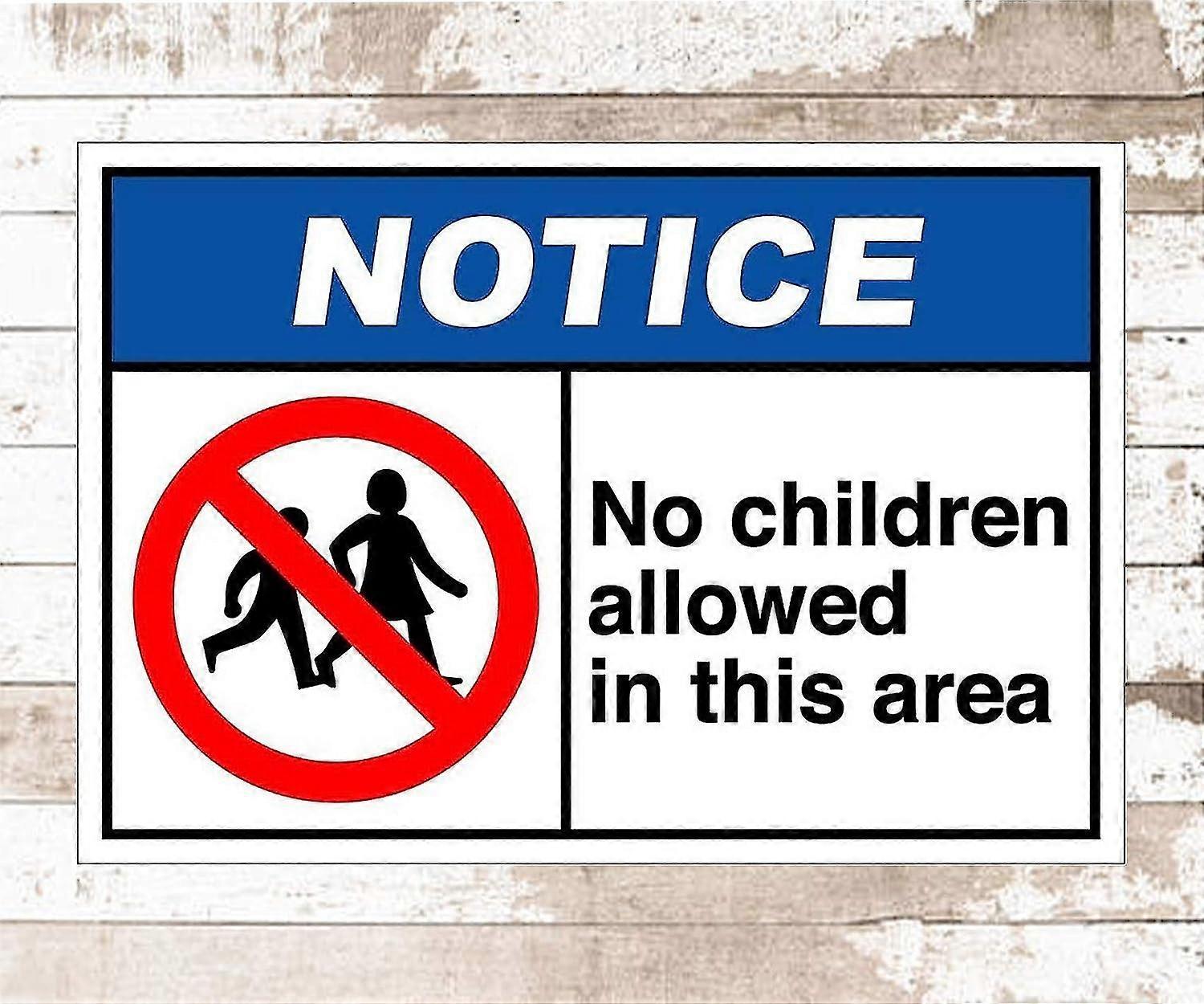 Sinal de metal Não são permitidas crianças nesta área Cuidado Sinal de metal de segurança 8x12 polegadas OU 12x16 polegadas Vint