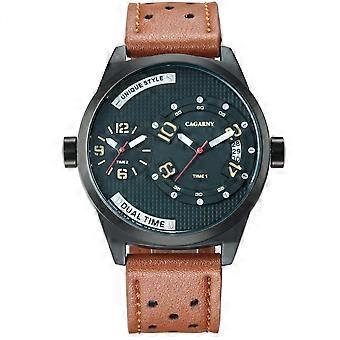 CAGARNY Living Étanche Cadran Rond Double Mouvement À Quartz Alliage Boîtier Montre de Mode